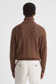 Reiss Tobacco Alston Cable Knitted Roll Neck Jumper - Image 4 of 5