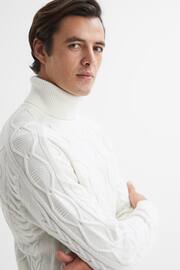 Reiss Ecru Alston Cable Knitted Roll Neck Jumper - Image 1 of 4