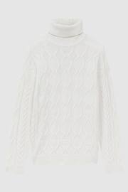 Reiss Ecru Alston Cable Knitted Roll Neck Jumper - Image 2 of 4