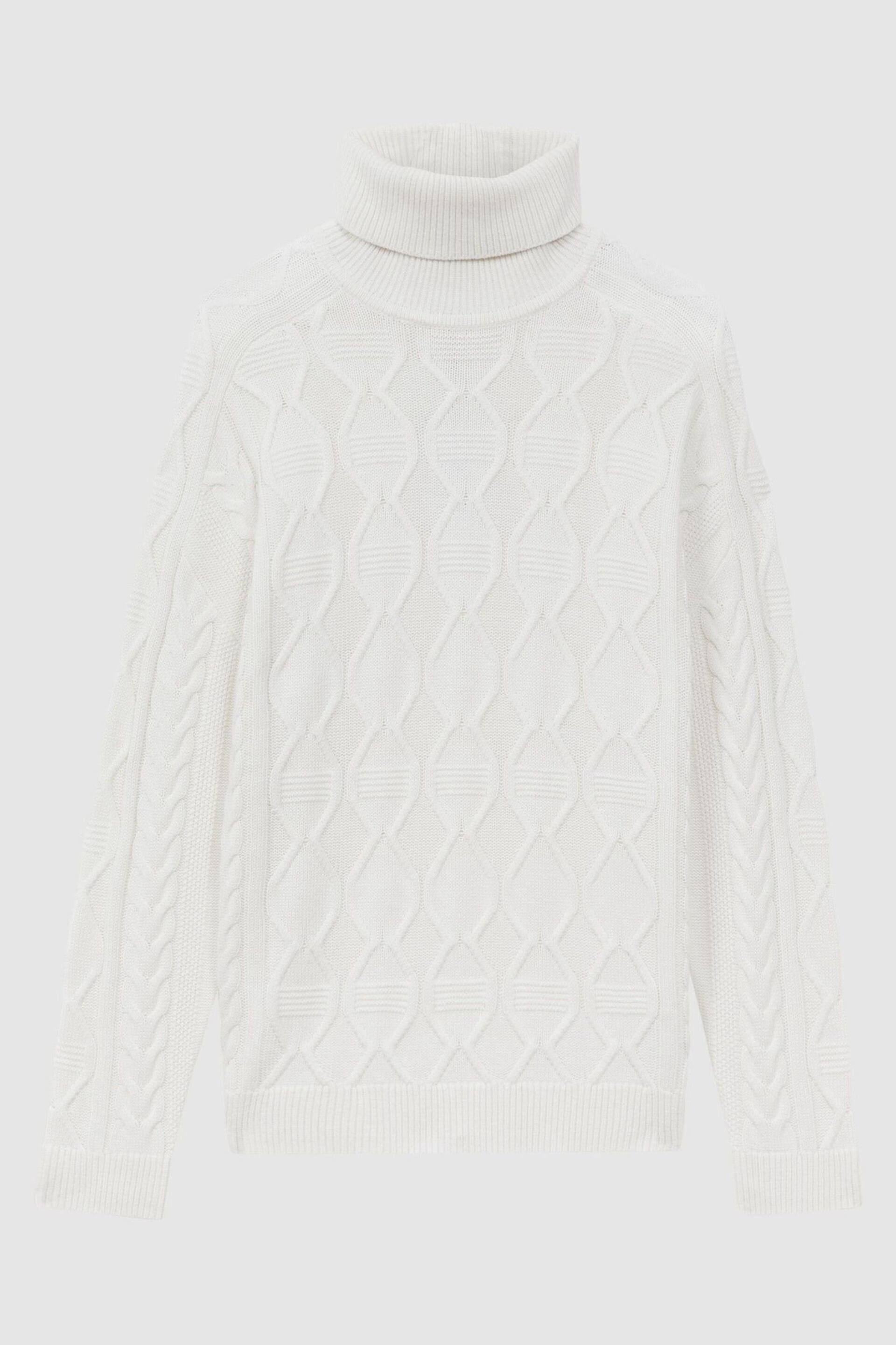 Reiss Ecru Alston Cable Knitted Roll Neck Jumper - Image 2 of 4