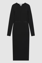 Reiss Black Sage Mesh Detail Midi Dress - Image 2 of 5