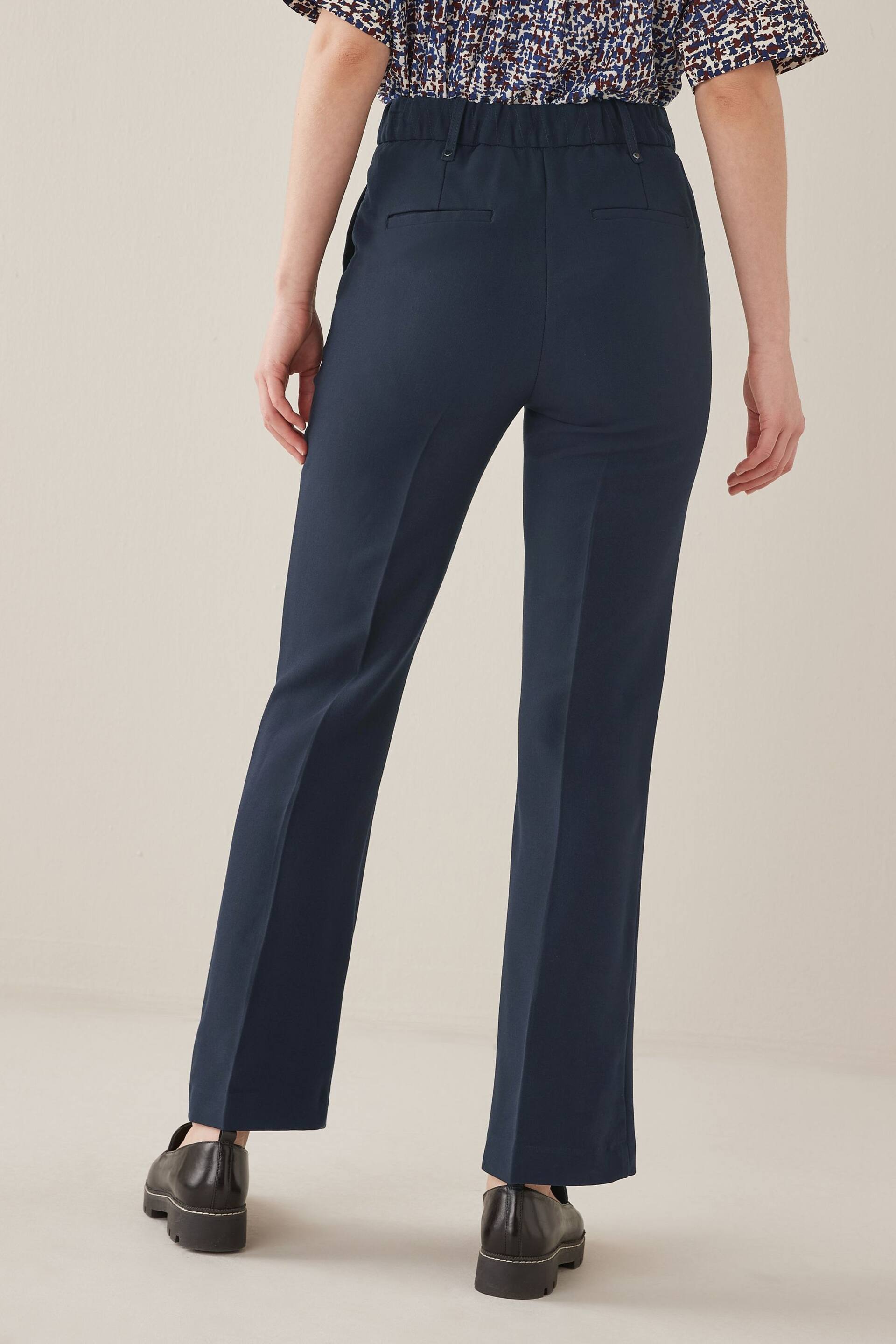Navy Blue Tailored Elasticated Back Boot Cut Trousers - Image 2 of 5