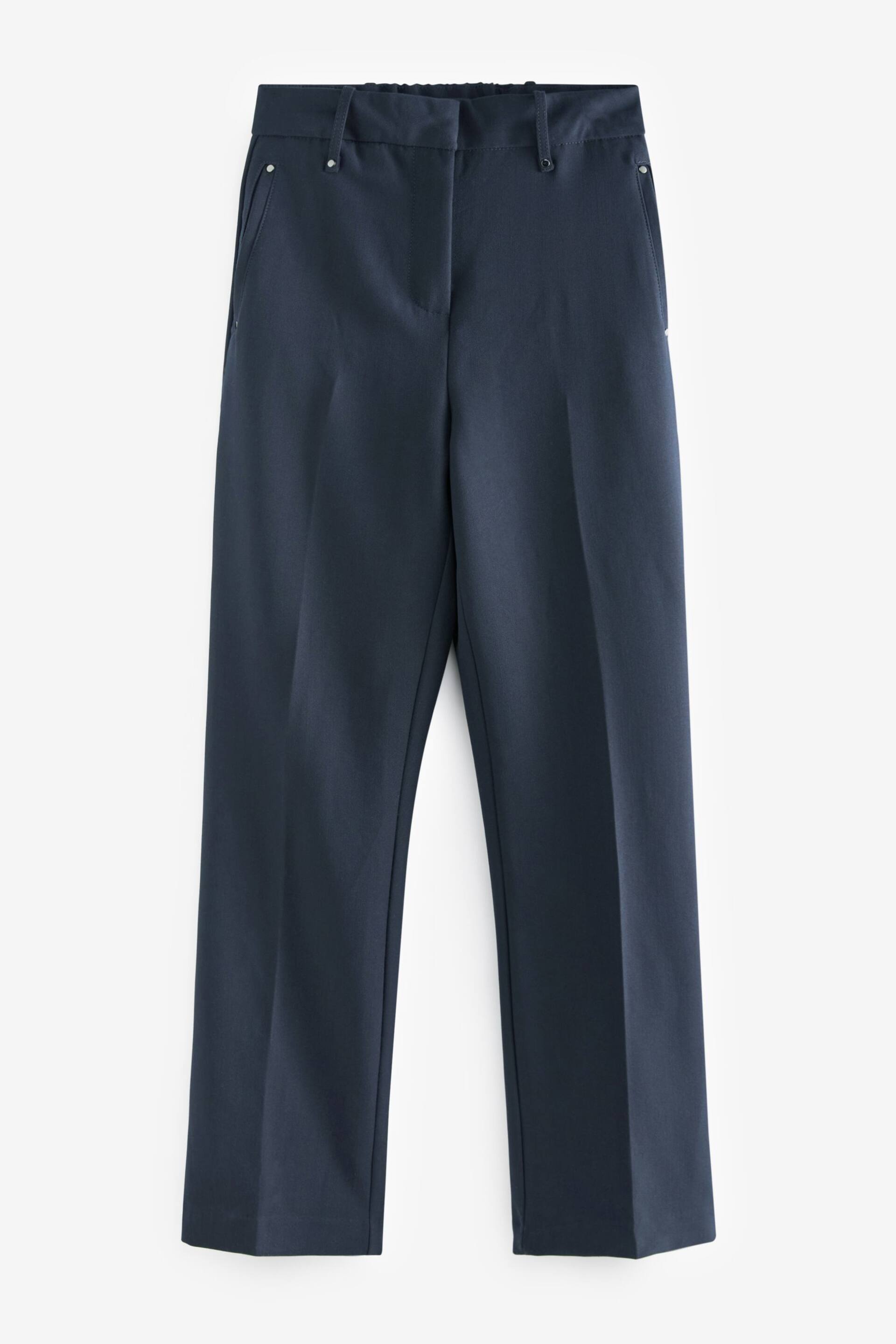 Navy Blue Tailored Elasticated Back Boot Cut Trousers - Image 5 of 5
