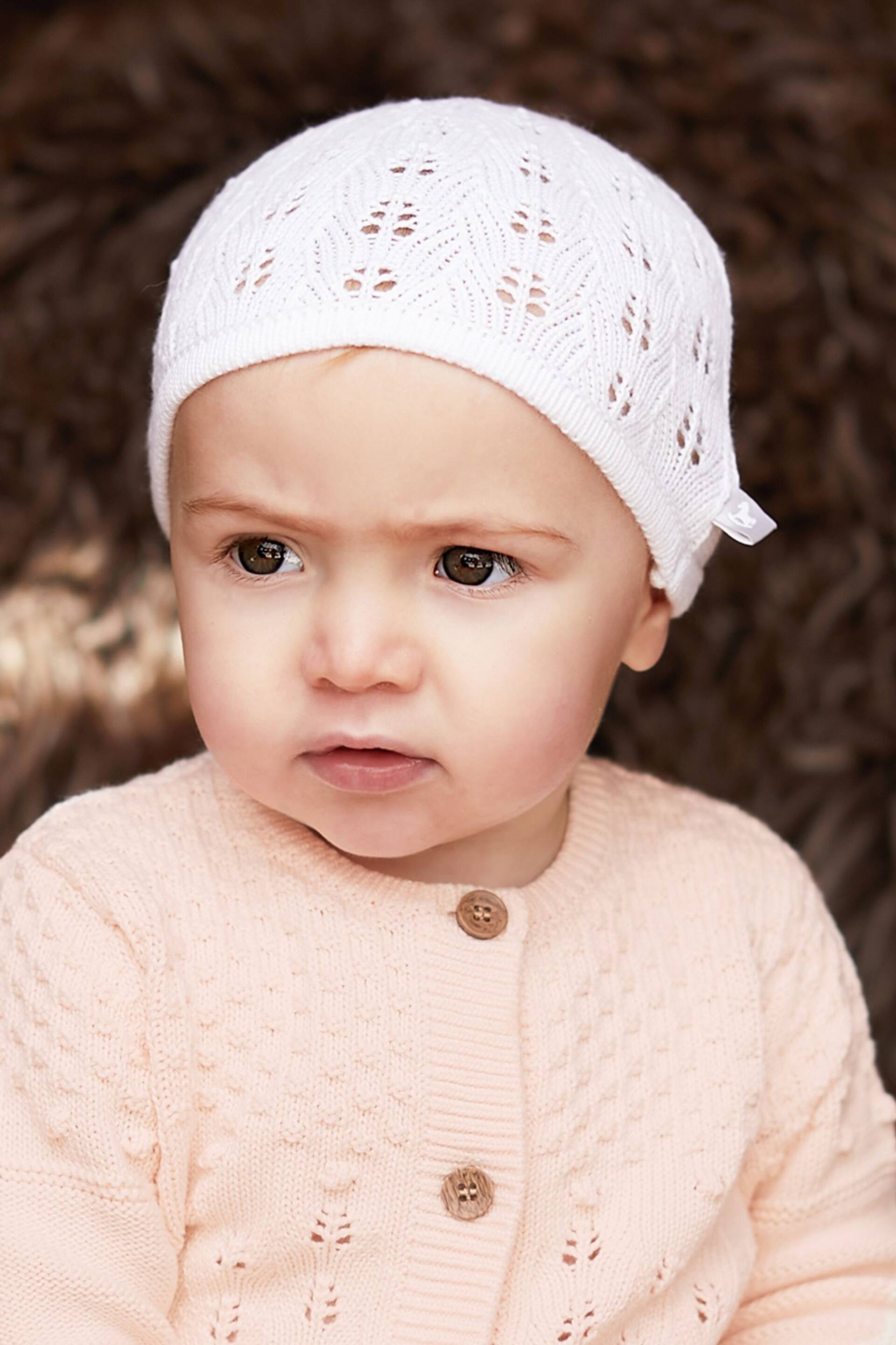The Little Tailor Cotton Pointelle Knitted Baby Hat - Image 1 of 3