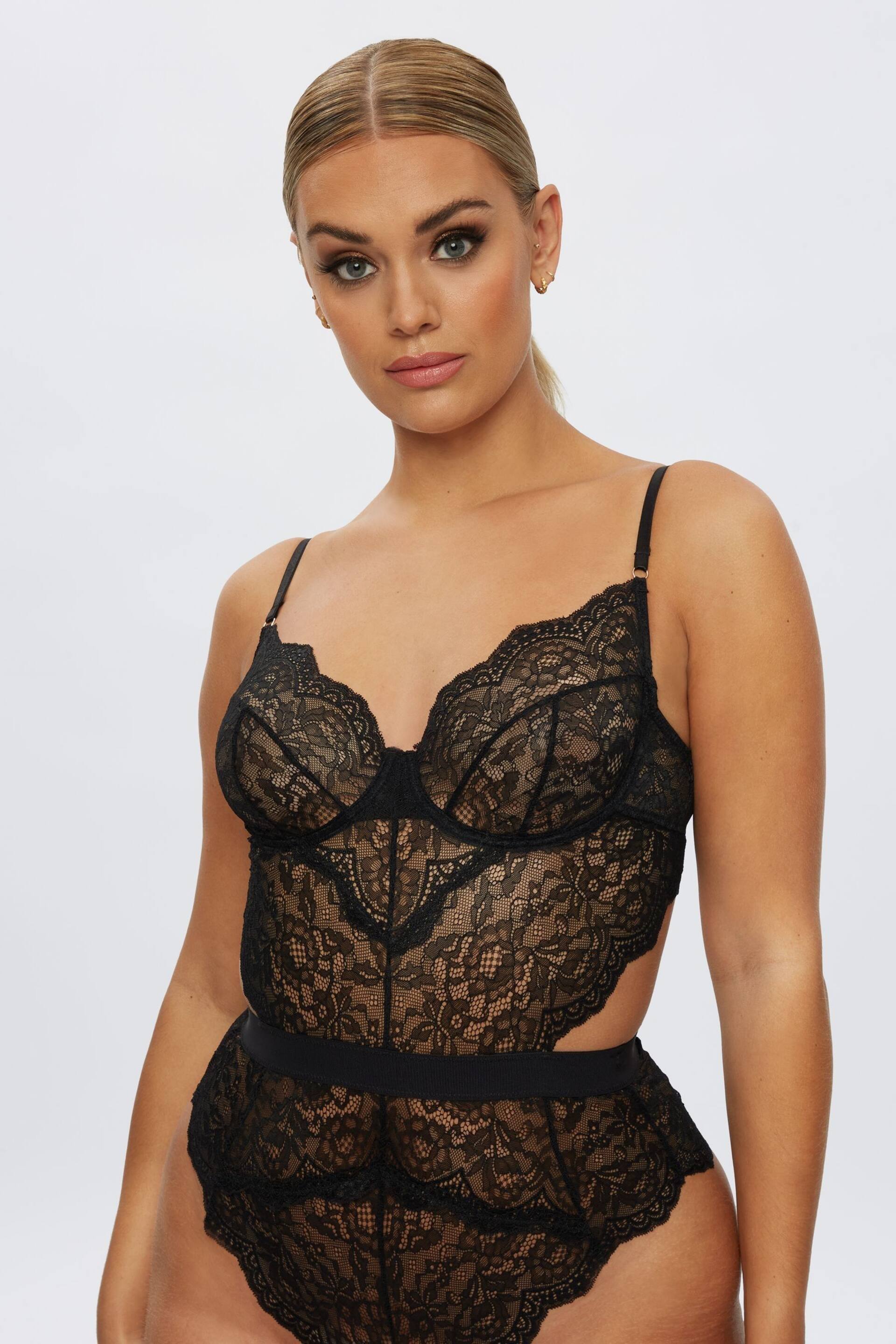 Ann Summers Black 3 Hold Me Tight Lace Bodysuit - Image 6 of 7