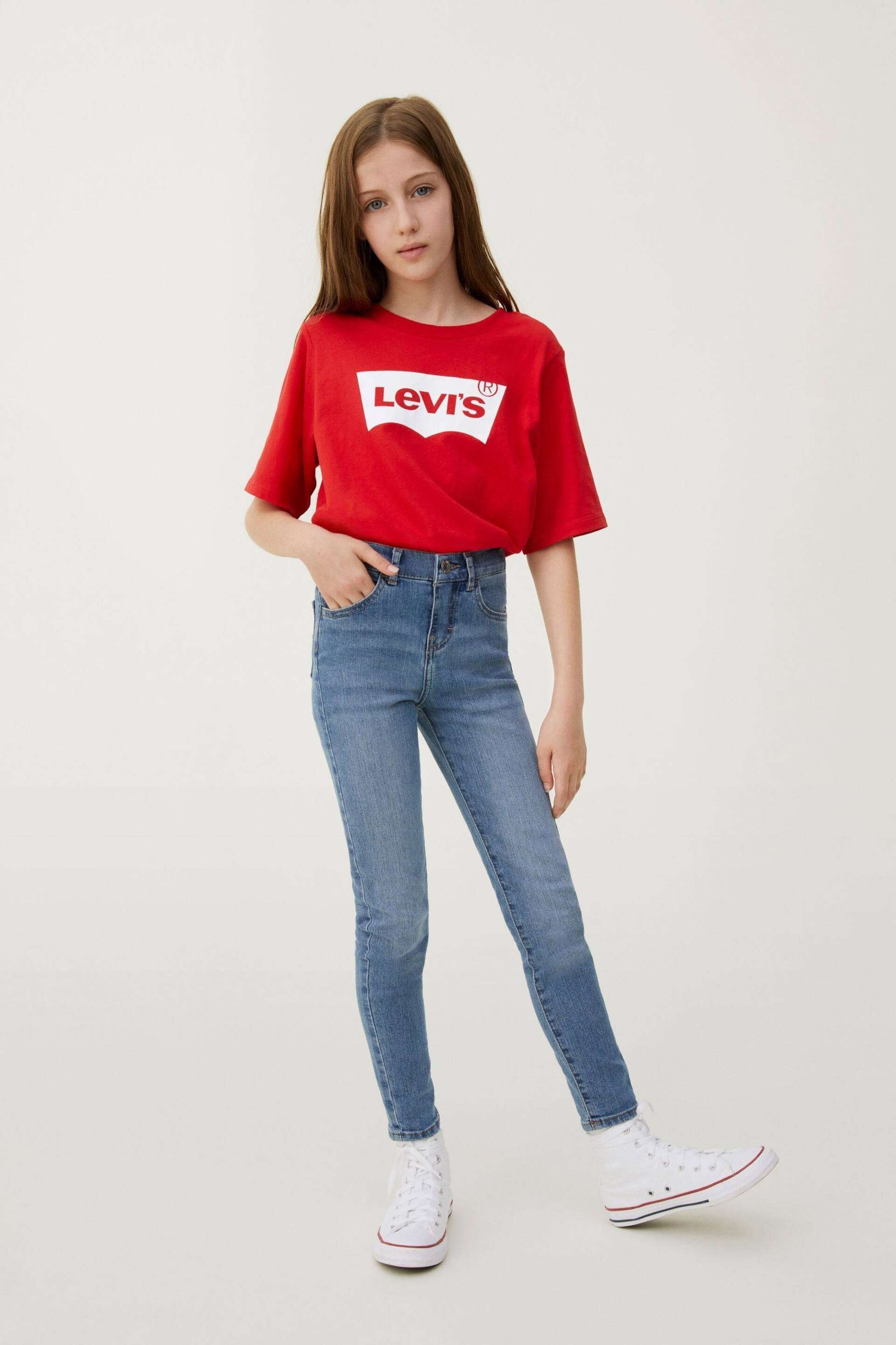 Levi's® Red High Rise Cropped Batwing Logo T-Shirt - Image 2 of 8