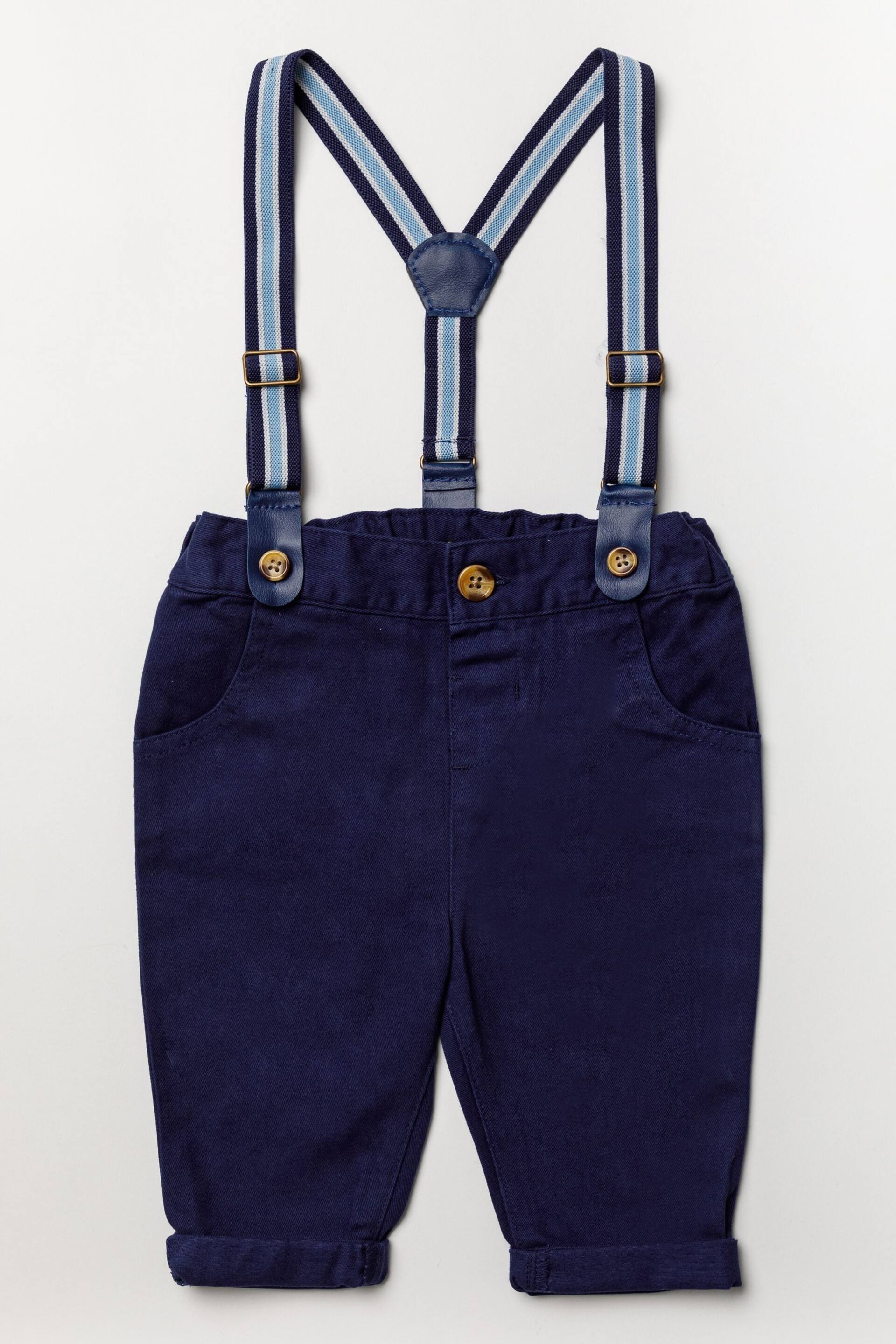 Little Gent Blue Shirt Bodysuit, Bowtie, Trouser And Braces 3 Piece Baby Set - Image 3 of 5