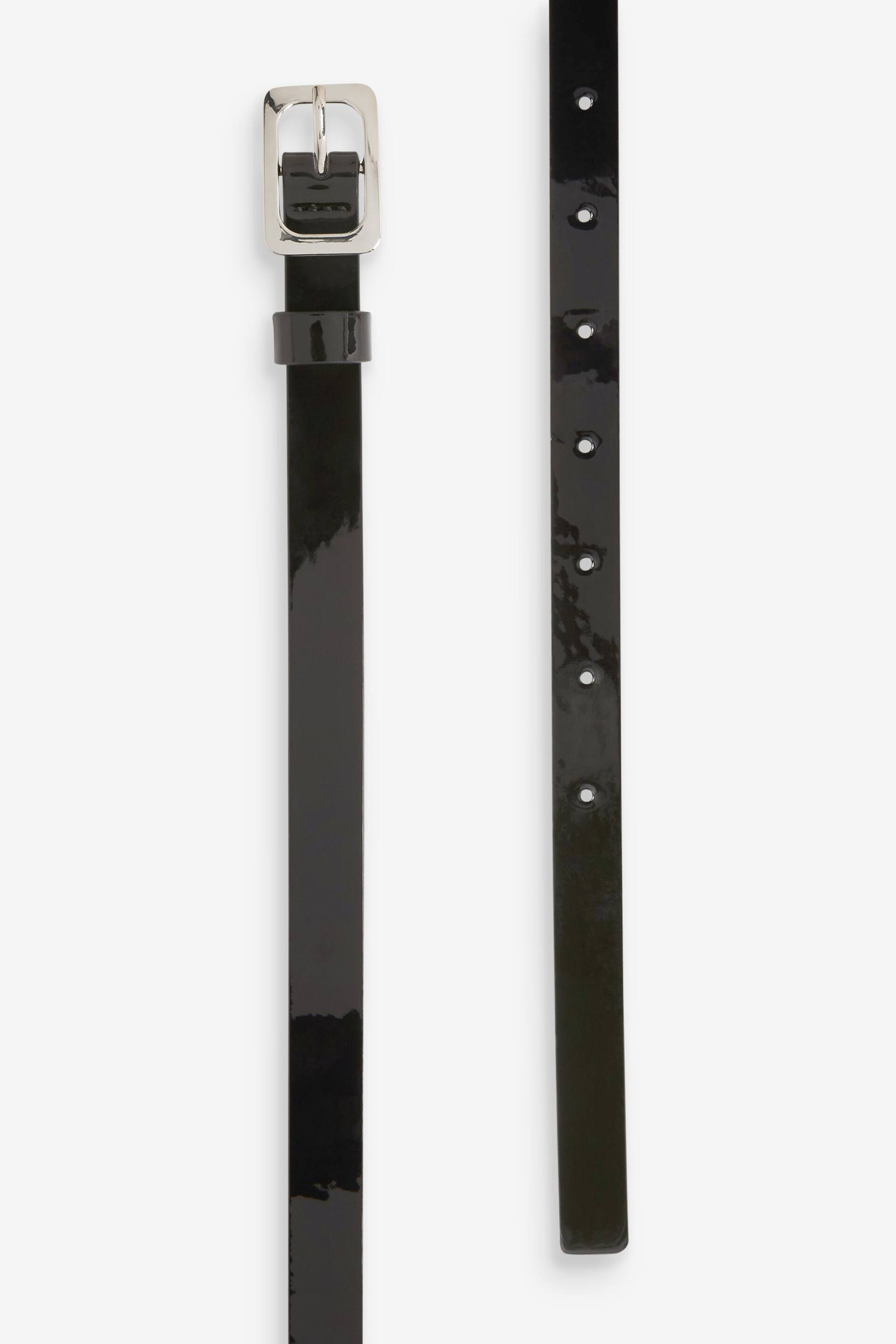 Black Skinny Patent Belt - Image 2 of 2