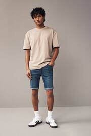Mid Blue Skinny Fit Stretch Denim Shorts - Image 2 of 8