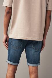 Mid Blue Skinny Fit Stretch Denim Shorts - Image 3 of 8