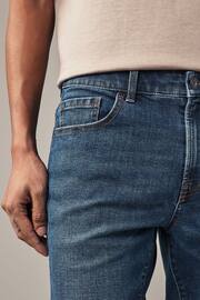 Mid Blue Skinny Fit Stretch Denim Shorts - Image 4 of 8