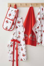 Catherine Lansfield Red Red Christmas Robins Double Oven Gloves - Image 2 of 3