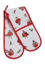 Catherine Lansfield Red Red Christmas Robins Double Oven Gloves - Image 3 of 3
