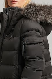 Superdry Black Microfibre Expedition Longline Parka Coat - Image 3 of 6