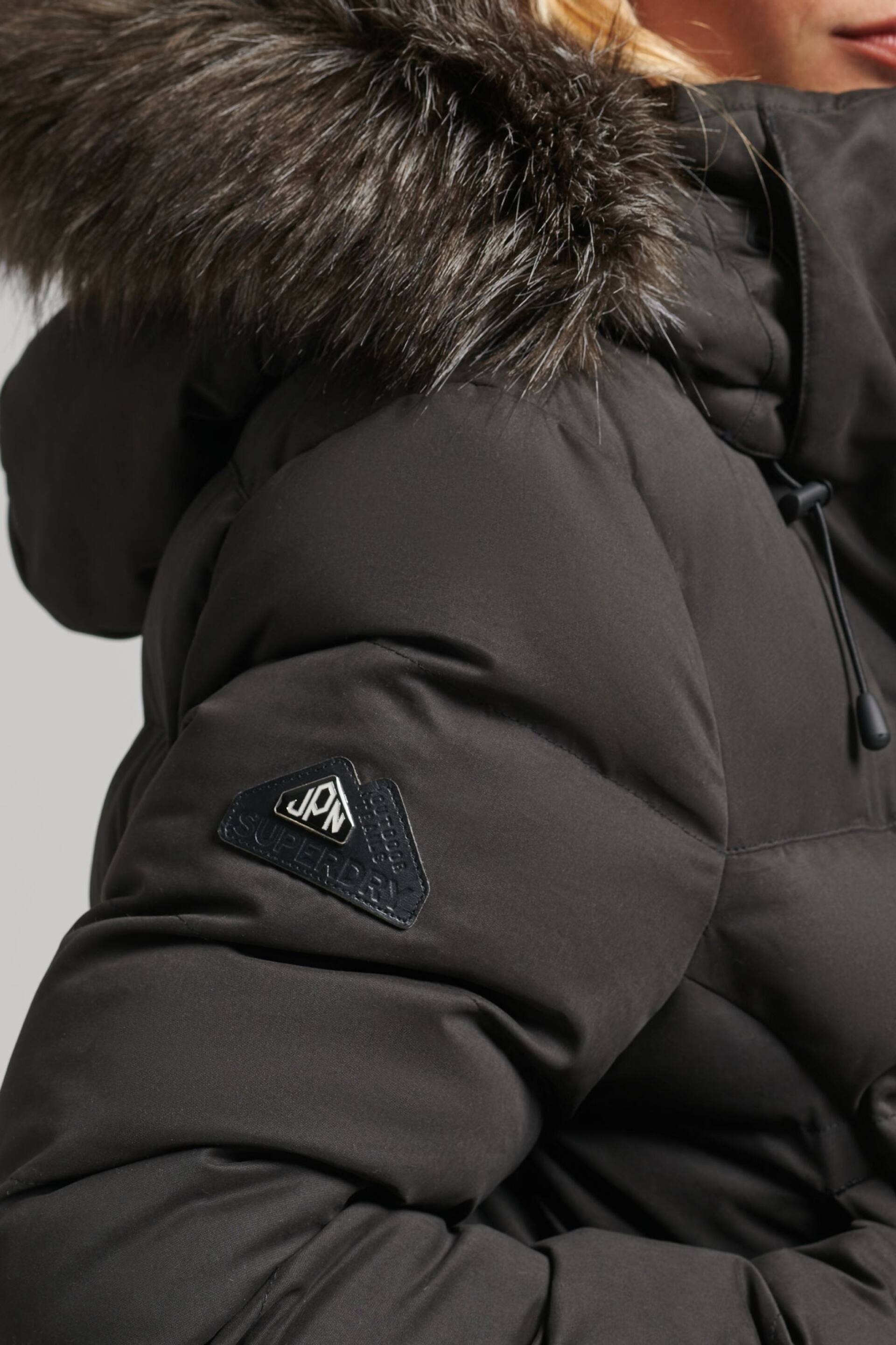 Superdry Black Microfibre Expedition Longline Parka Coat - Image 6 of 6