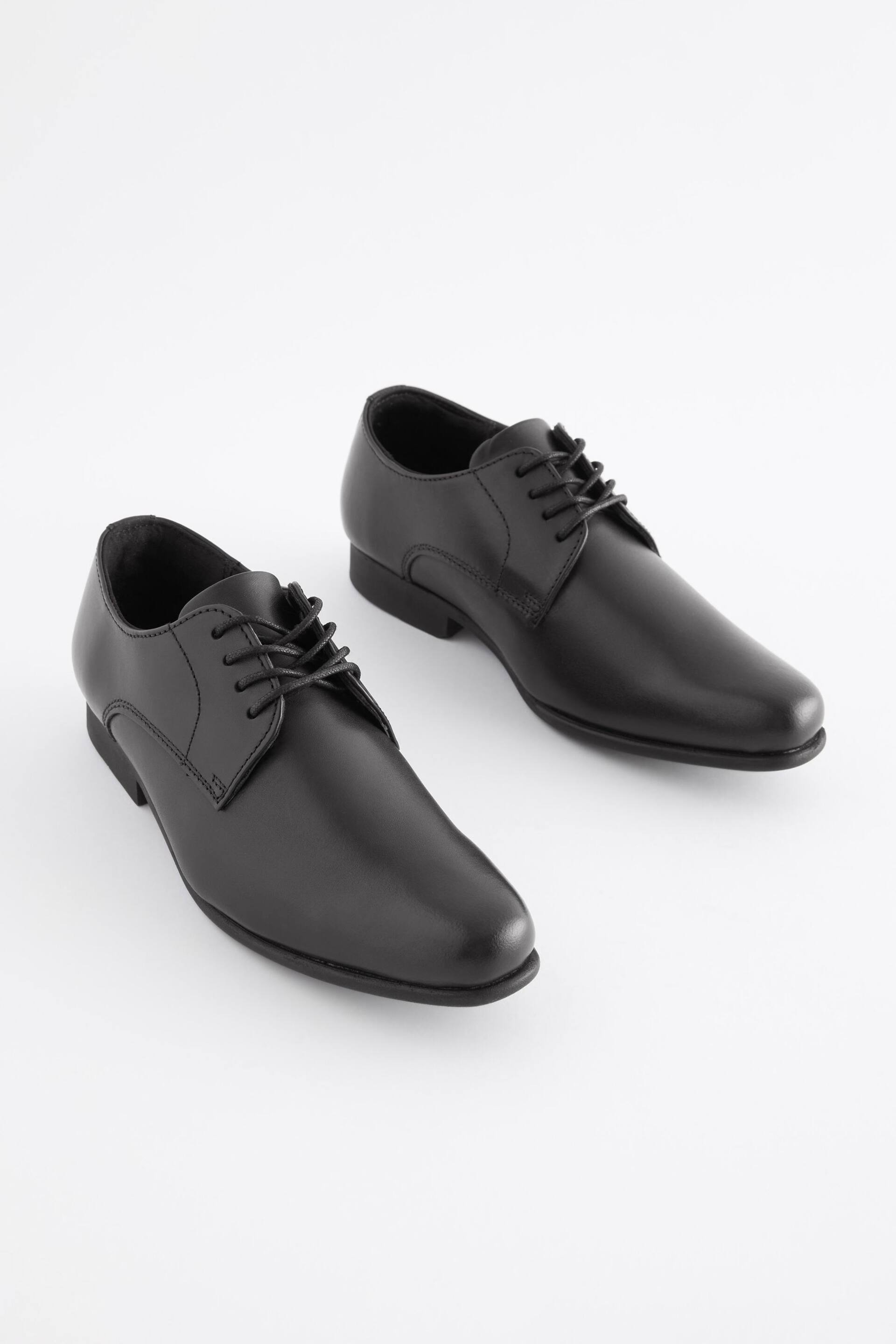 Black Wide Fit (G) School Leather Lace Up Shoes - Image 1 of 9