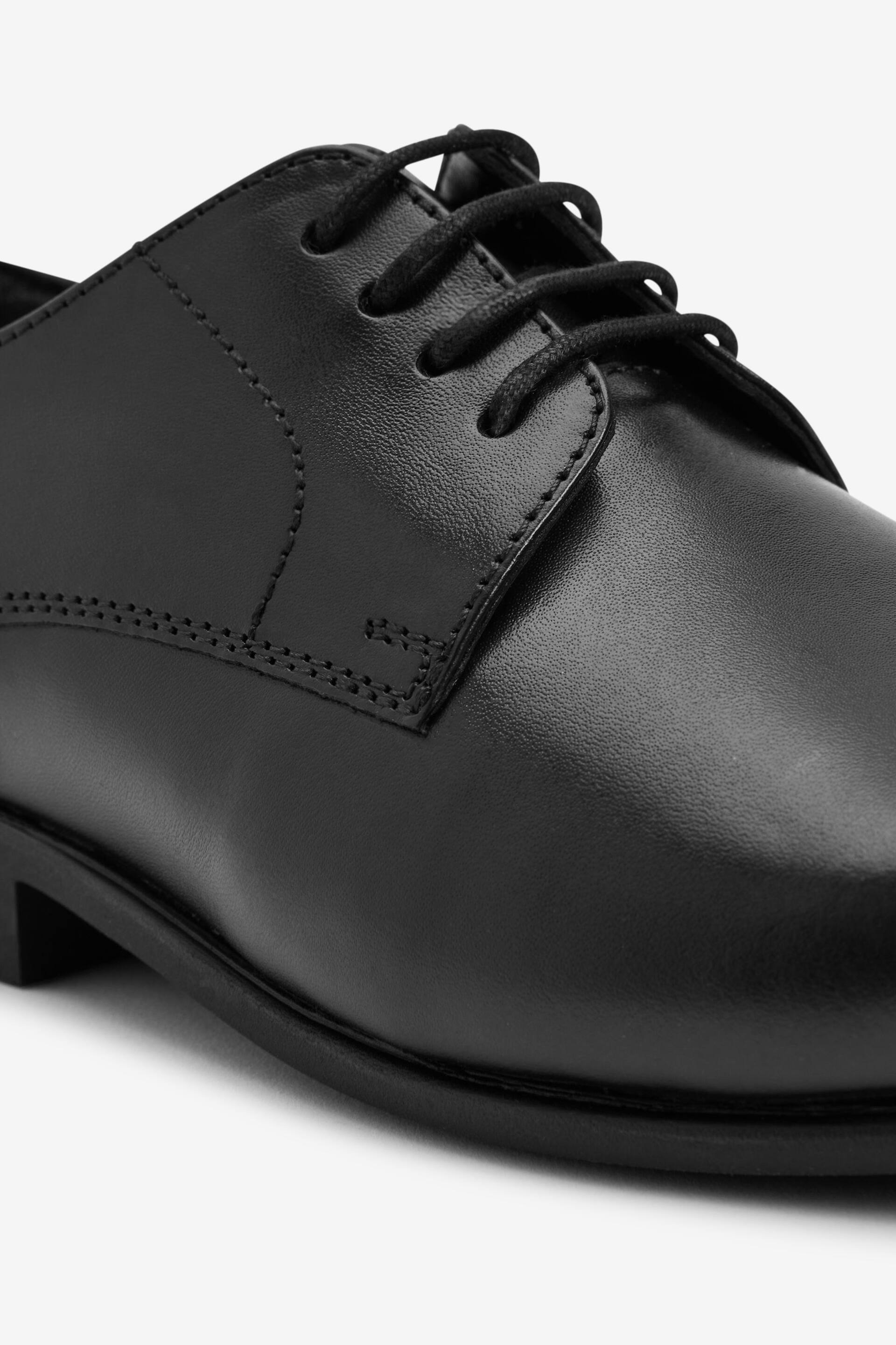 Black Wide Fit (G) School Leather Lace Up Shoes - Image 6 of 9
