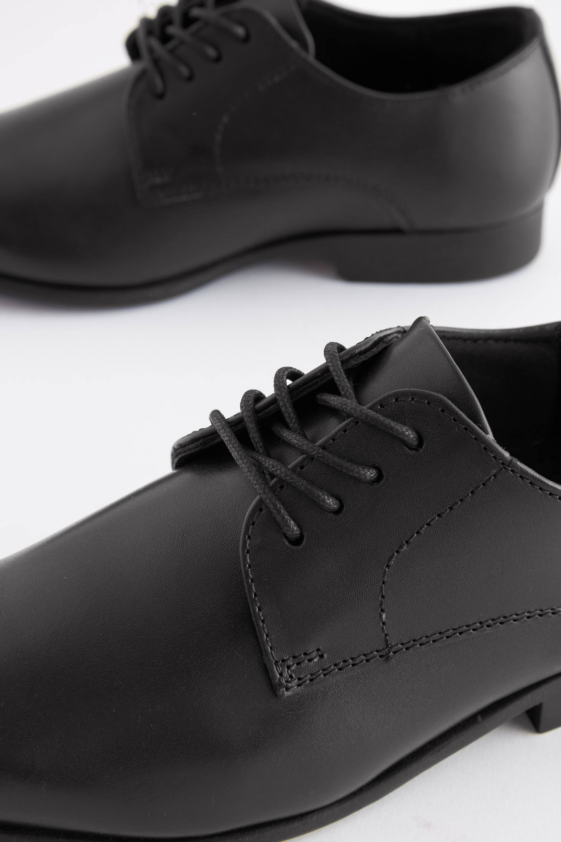 Black Wide Fit (G) School Leather Lace Up Shoes - Image 8 of 9