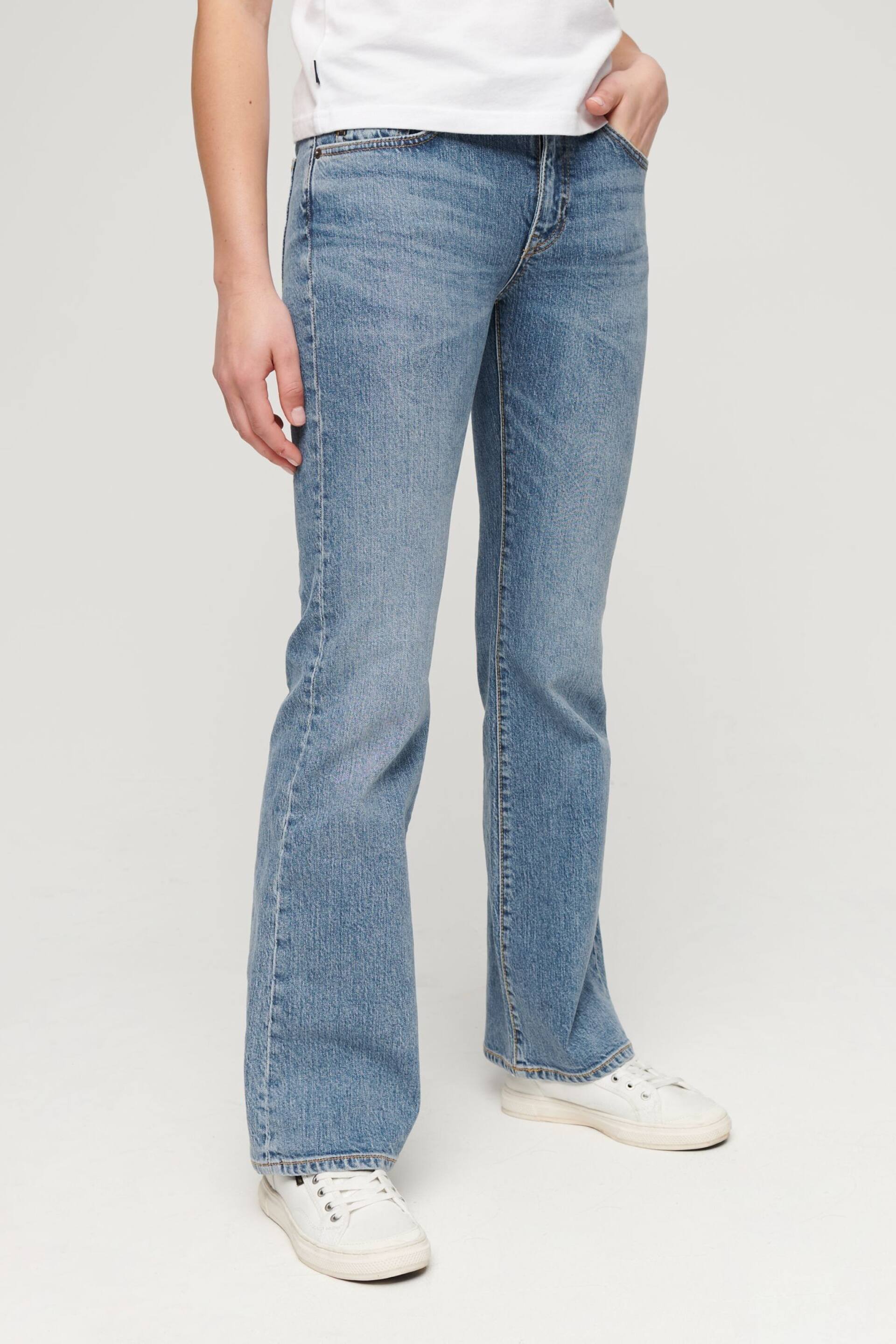 Superdry Light Blue Mid Rise Slim Flare Jeans - Image 1 of 7