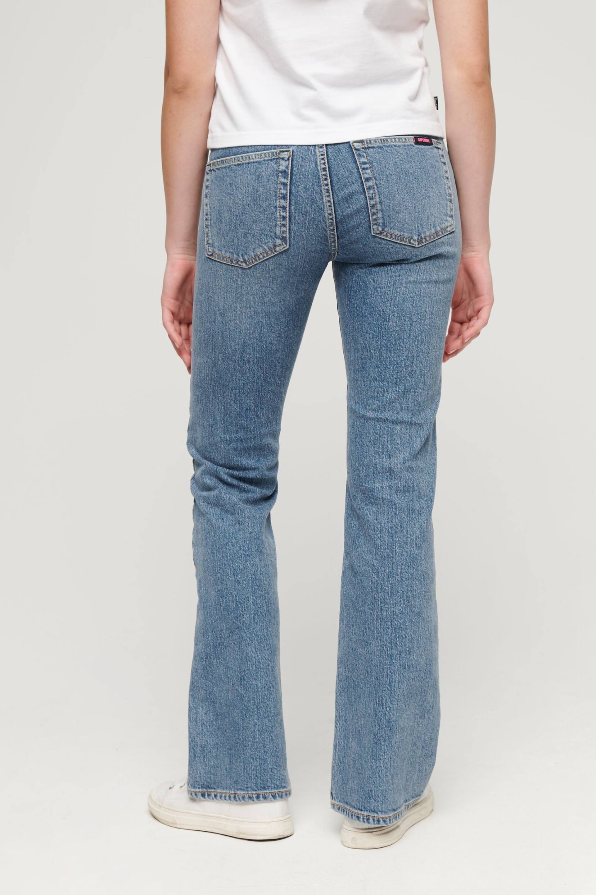 Superdry Light Blue Mid Rise Slim Flare Jeans - Image 2 of 7