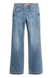 Superdry Light Blue Mid Rise Slim Flare Jeans - Image 5 of 7