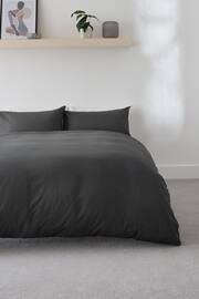 Charcoal Grey Easy Care Polycotton Plain Duvet Cover and Pillowcase Set - Image 1 of 6