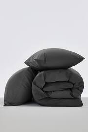 Charcoal Grey Easy Care Polycotton Plain Duvet Cover and Pillowcase Set - Image 3 of 6