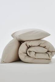 Natural Easy Care Polycotton Plain Duvet Cover and Pillowcase Set - Image 3 of 5