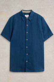 White Stuff Blue Camo Pembroke Short Sleeve Linen Shirt - Image 5 of 6