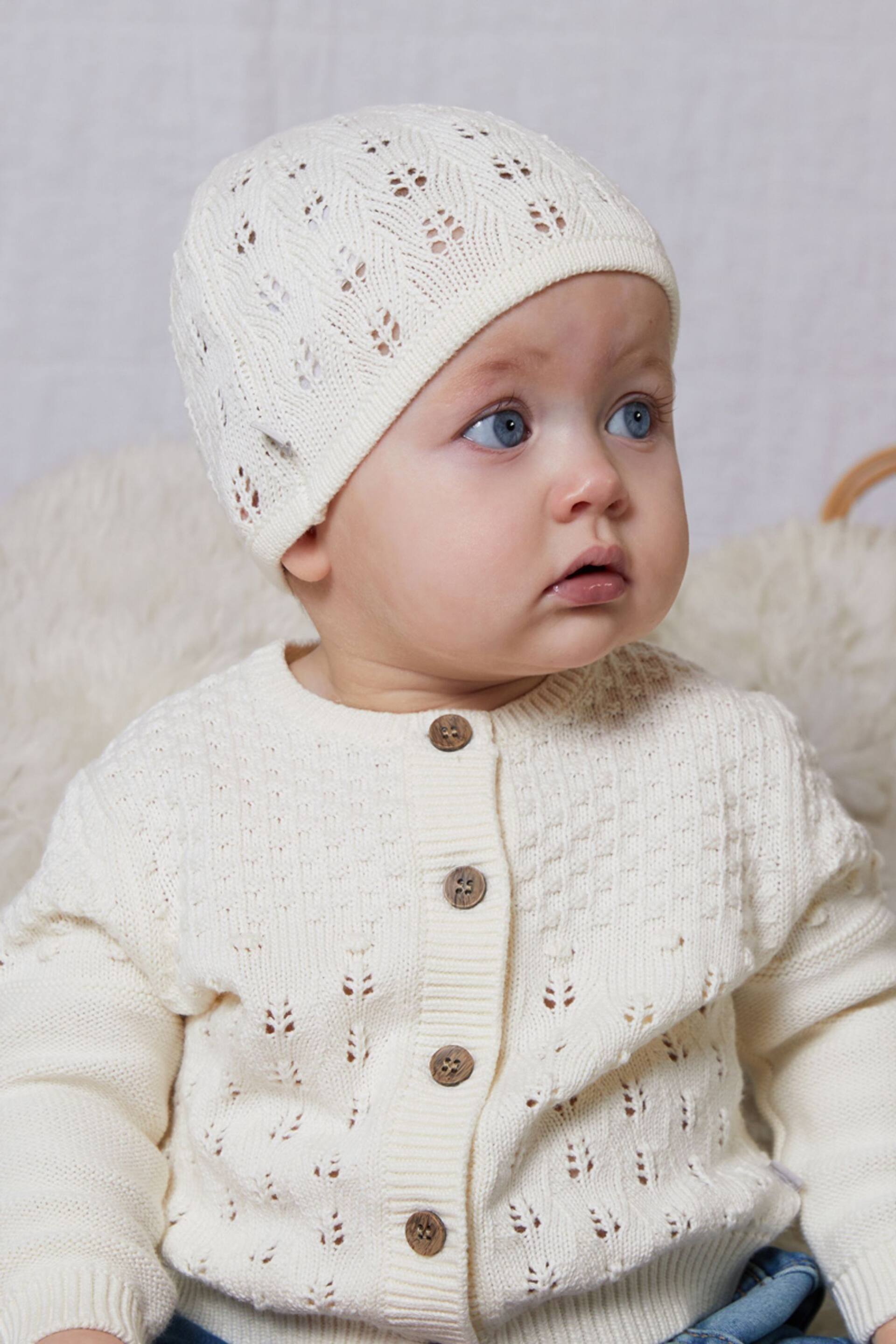 The Little Tailor Cotton Pointelle Knitted Baby Hat - Image 1 of 3