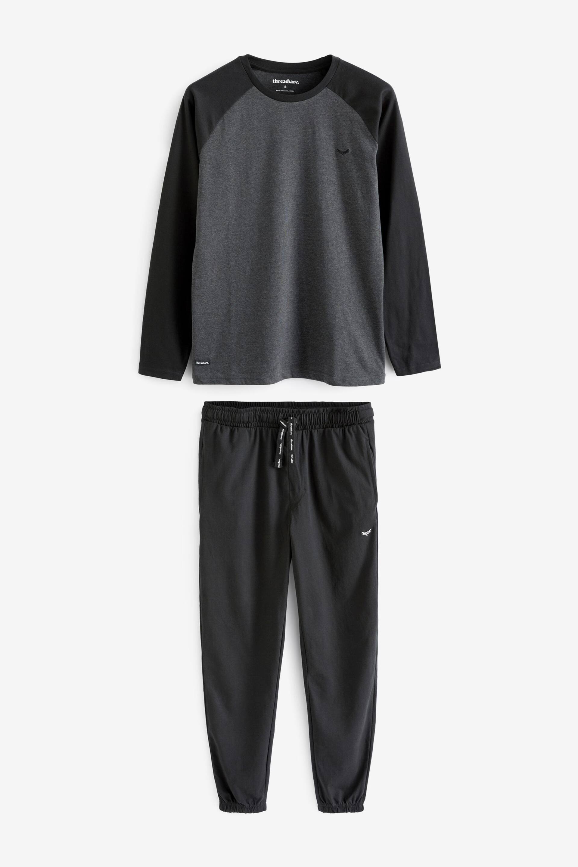 Threadbare Black Cotton Blend Long Sleeve Pyjamas Set - Image 6 of 8