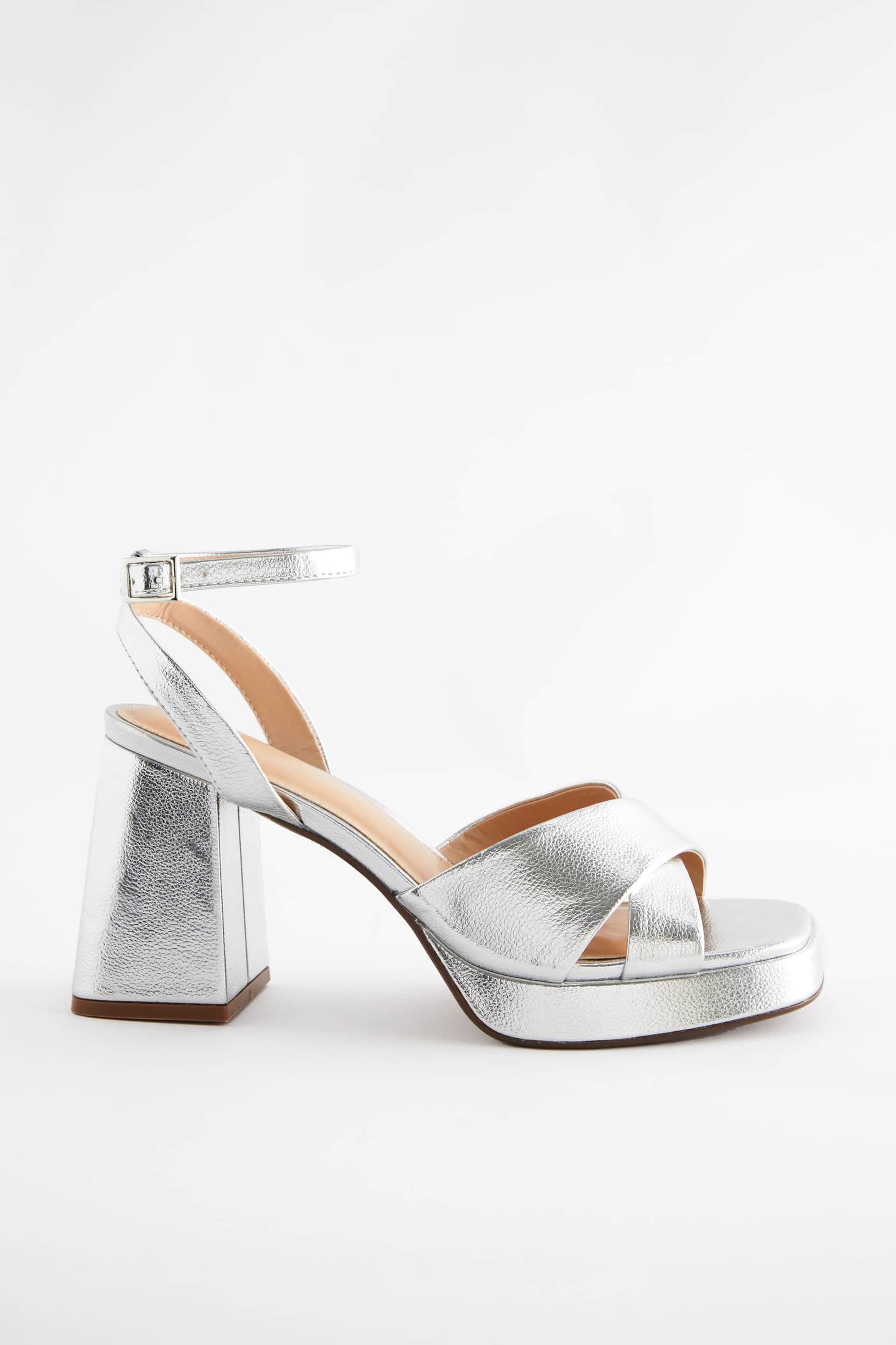 Silver Forever Comfort® Flare Platform Sandals - Image 6 of 9