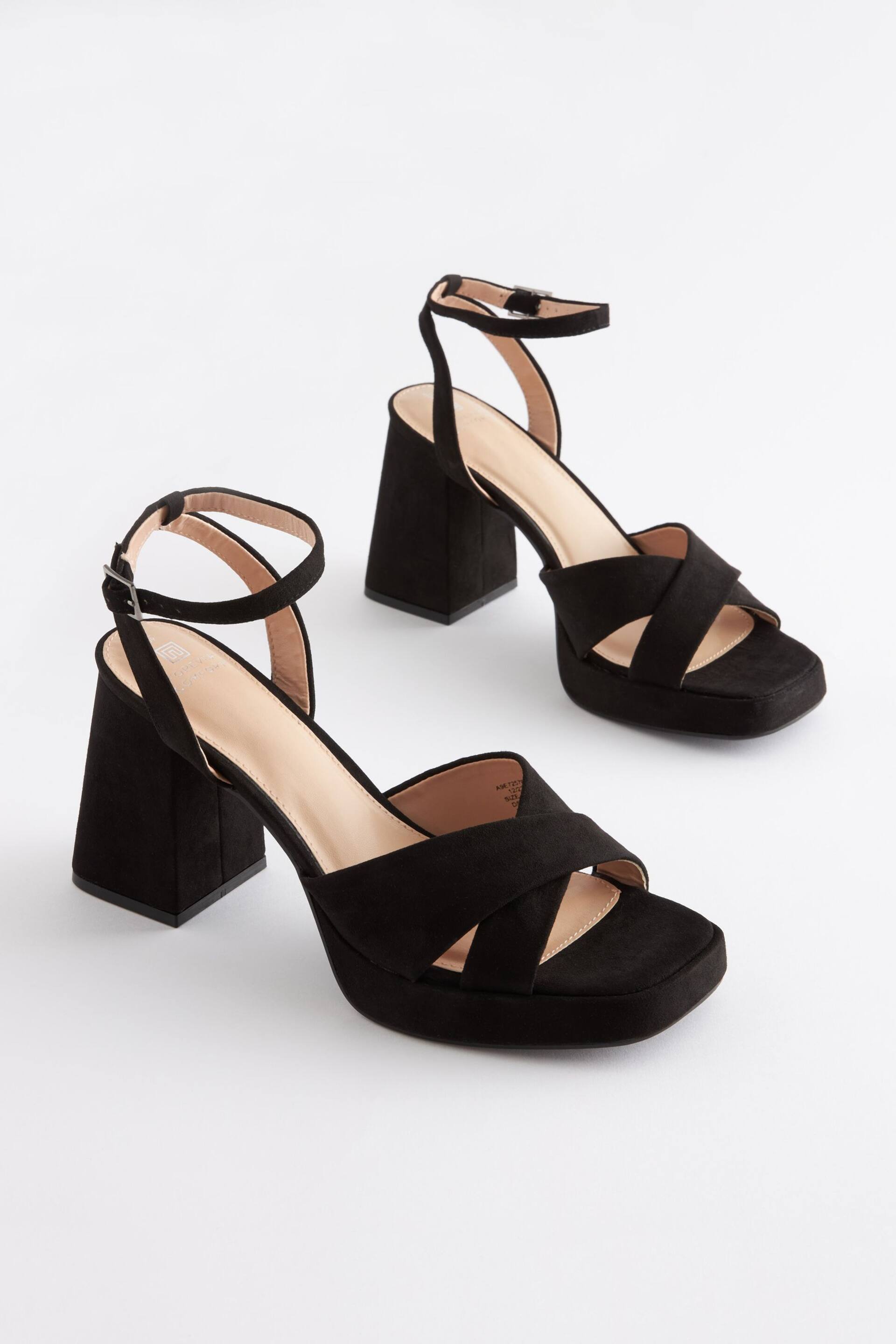 Black Forever Comfort® Flare Platform Sandals - Image 3 of 10