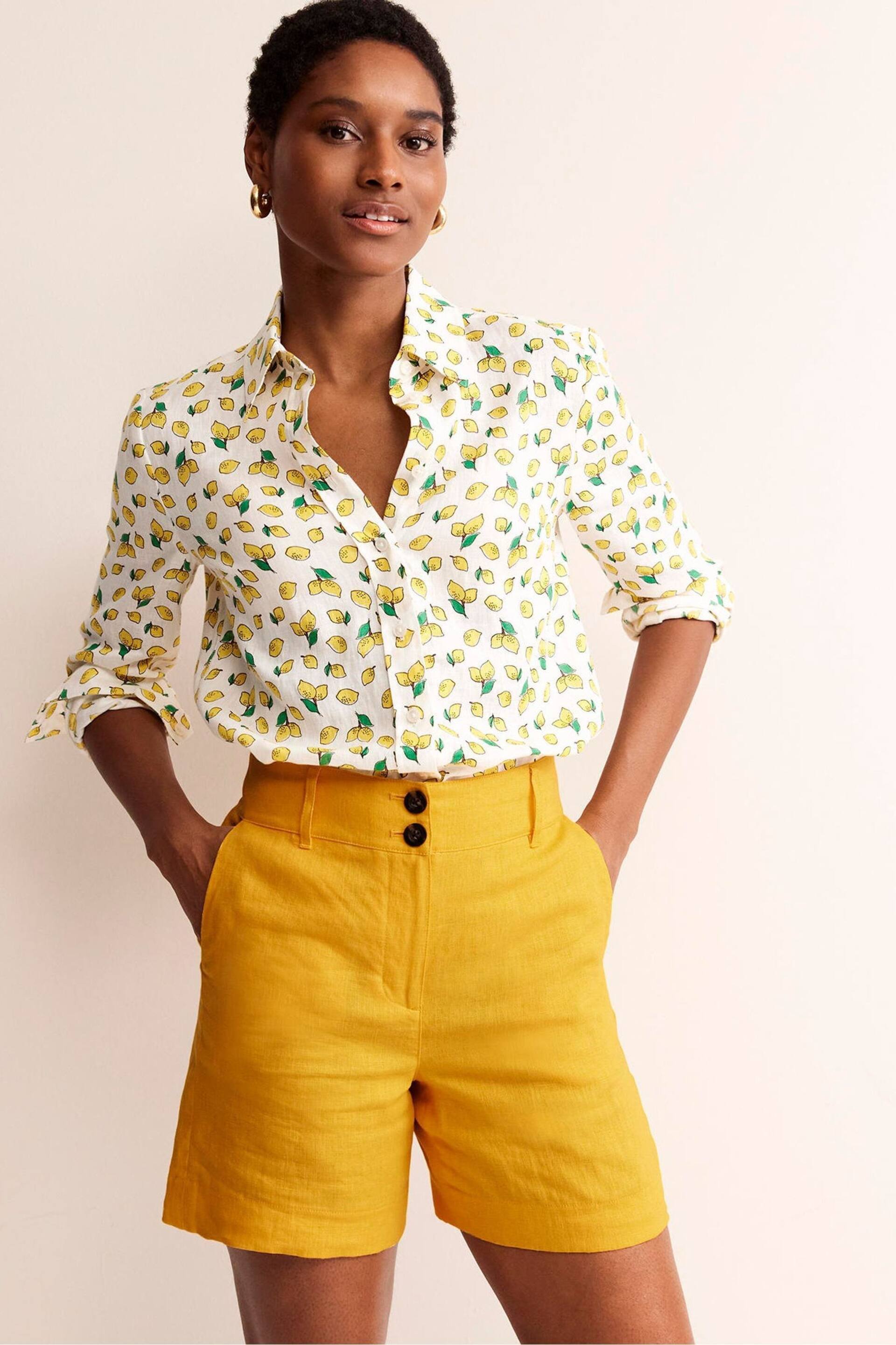 Boden Yellow Westbourne Linen Shorts - Image 2 of 6