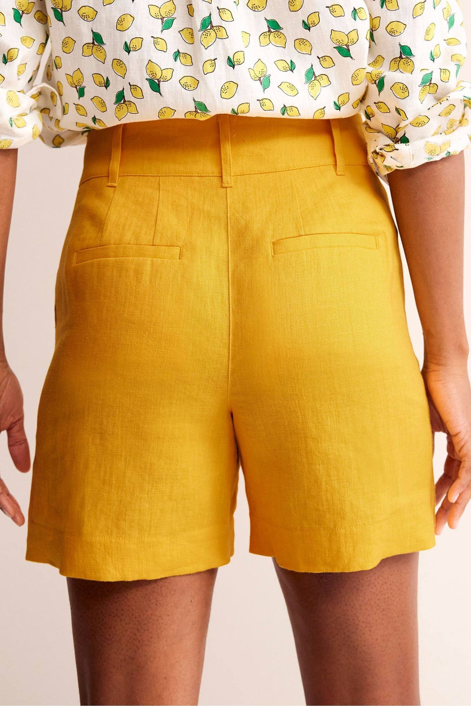 Boden Yellow Westbourne Linen Shorts - Image 4 of 6