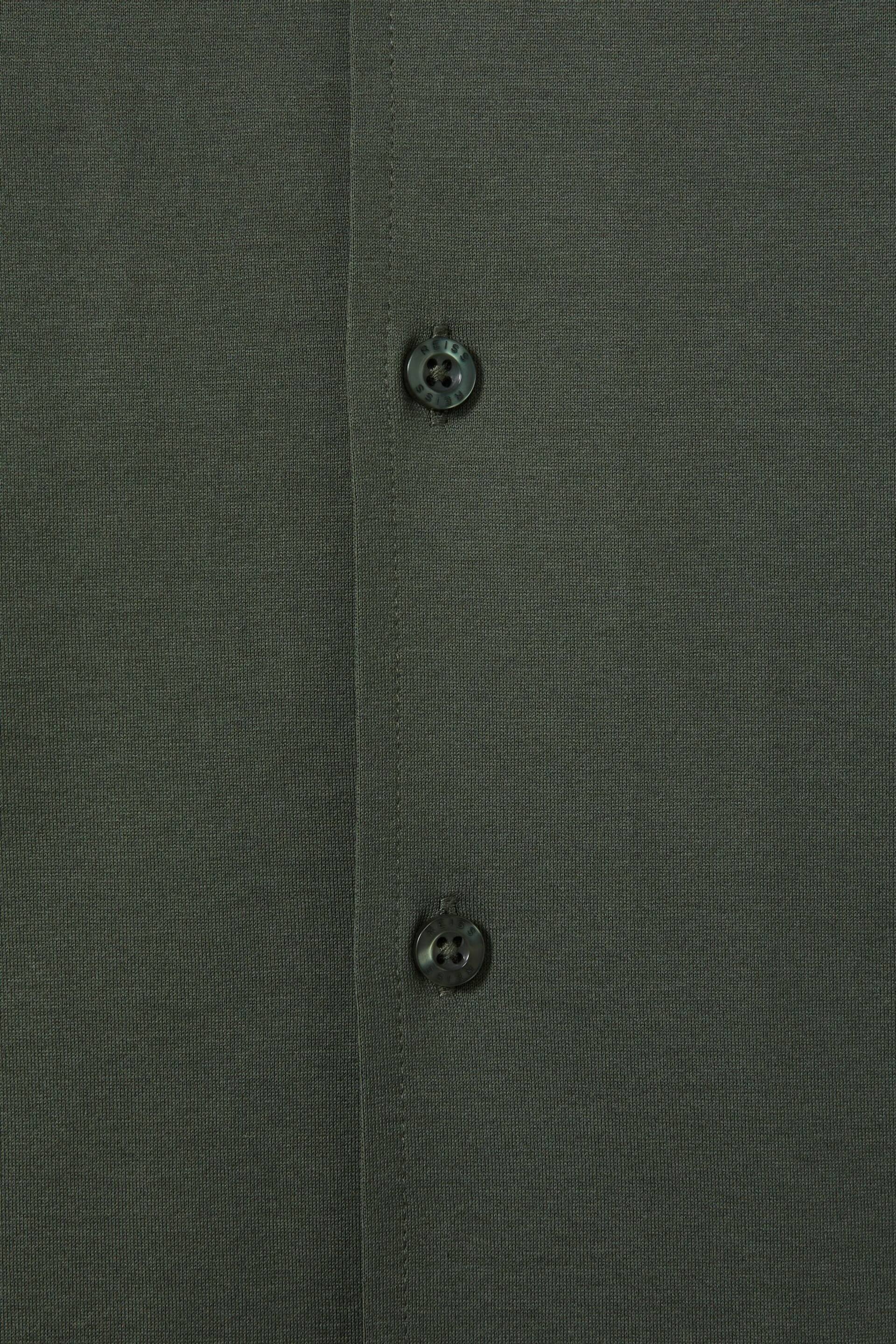 Reiss Hunting Green Caspa Mercerised Jersey Cuban Collar Shirt - Image 5 of 5