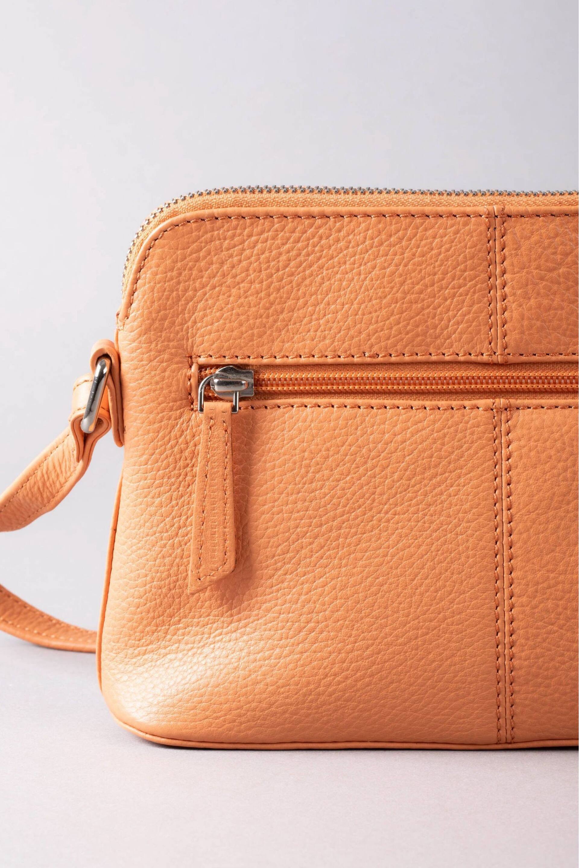 Lakeland Leather Orange Alston Curved Leather Cross-Body Bag - Image 4 of 6