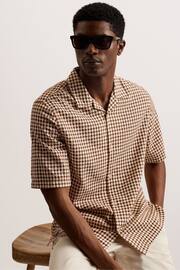 Ted Baker Brown Textured Geo Oise Shirt - Image 4 of 6