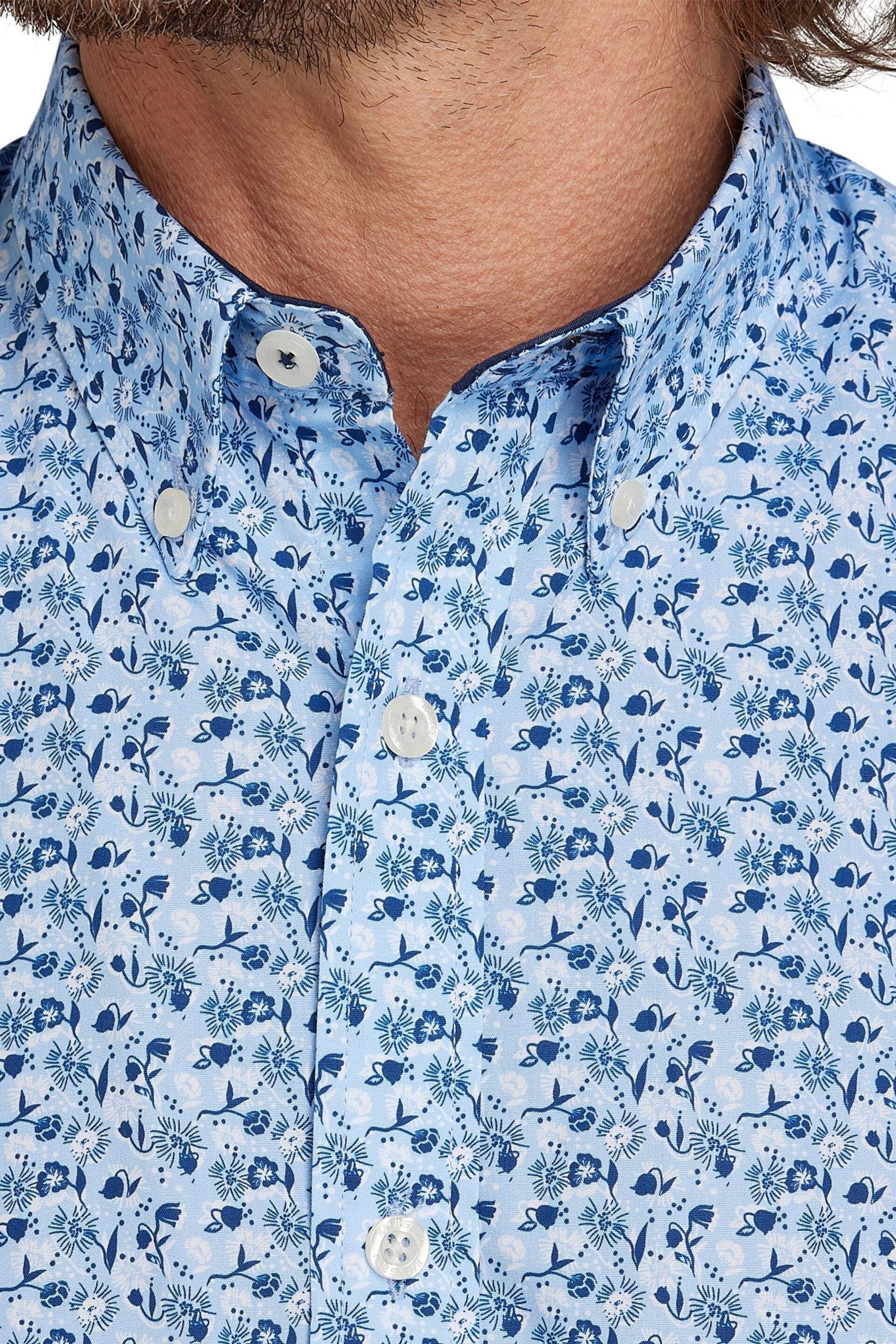Raging Bull Blue Short Sleeve Ditsy Floral Print Shirt - Image 5 of 7