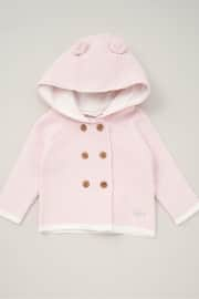 Rock-A-Bye Baby Boutique Blue Hooded Bear Cotton Knit Cardigan - Image 1 of 2