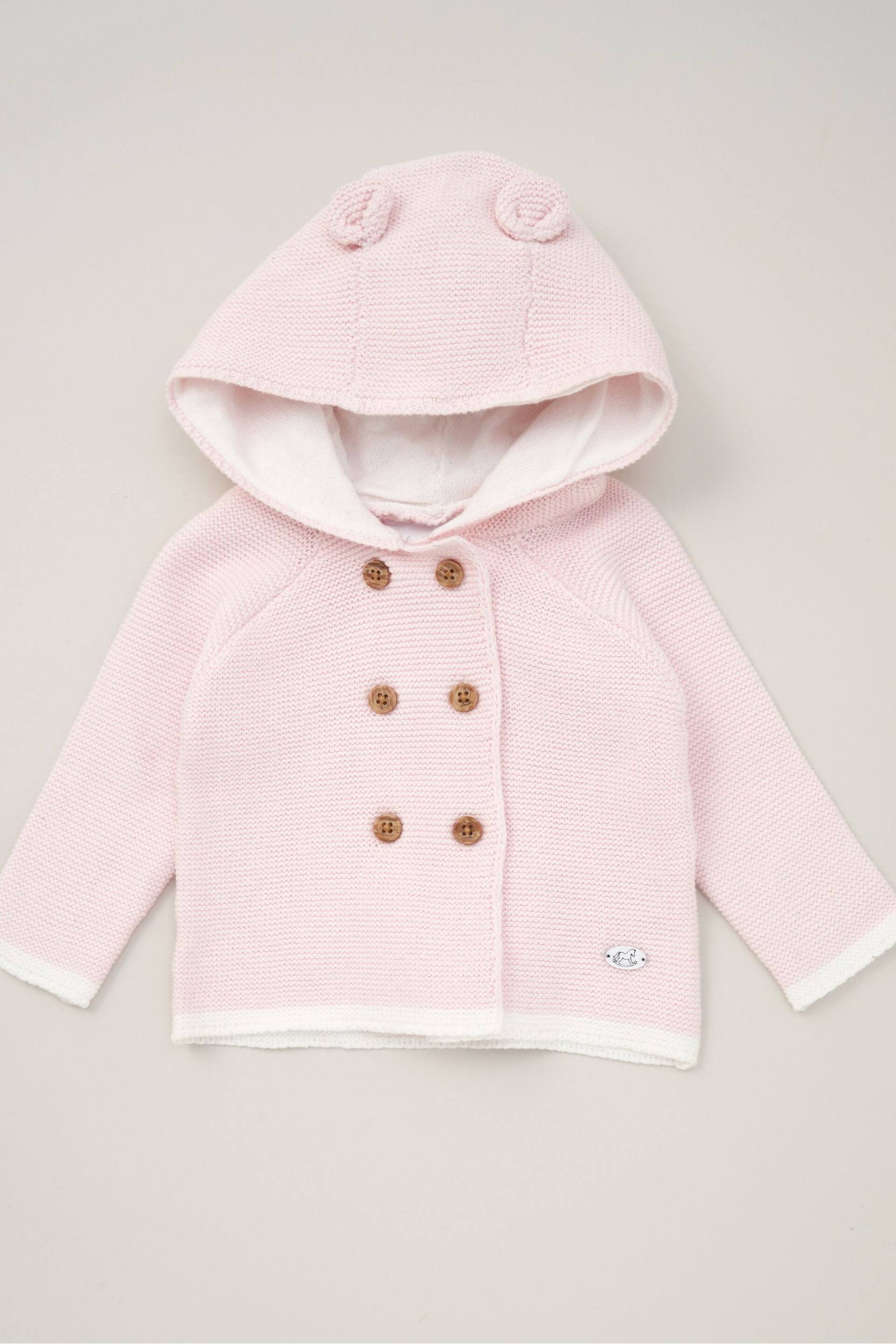 Rock-A-Bye Baby Boutique Blue Hooded Bear Cotton Knit Cardigan - Image 1 of 2