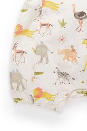 Purebaby Cream Safari Print Dungarees - Image 3 of 5