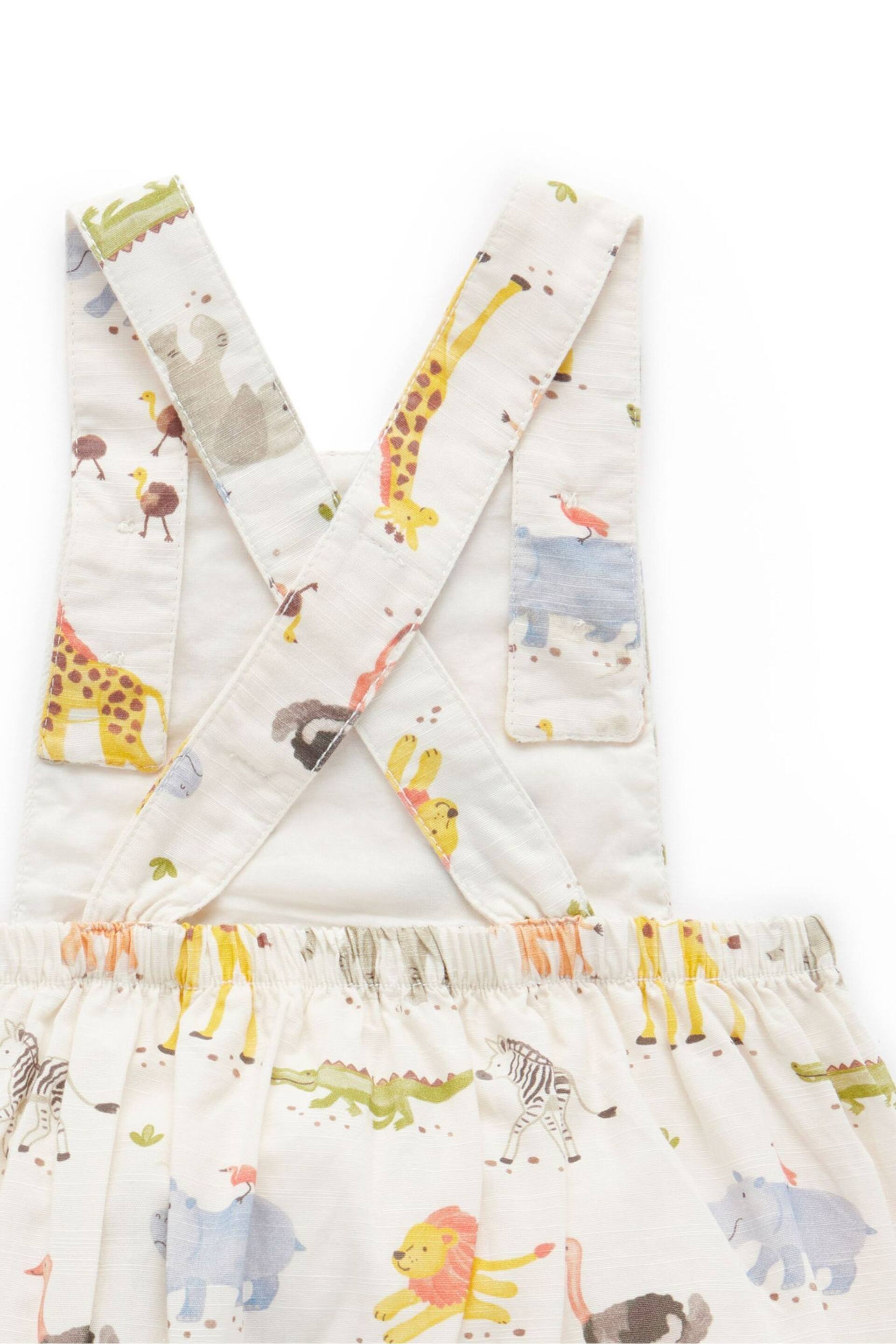 Purebaby Cream Safari Print Dungarees - Image 4 of 5