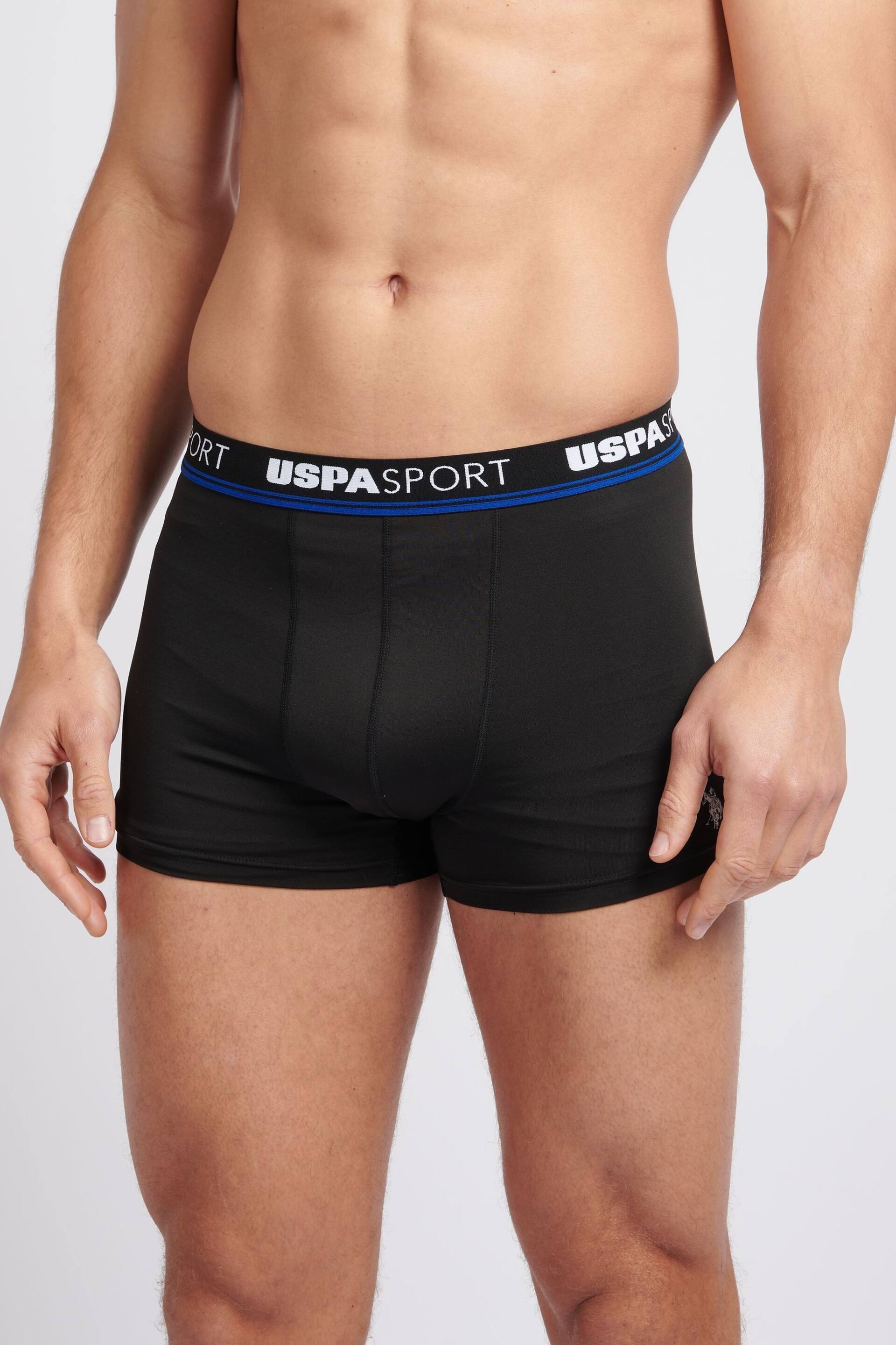 U.S. Polo Assn. Mens Sports Boxer Black Shorts 3 Pack - Image 4 of 8