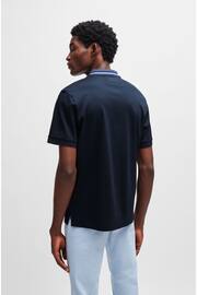 BOSS Navy Blue Contrast Collar Slim Fit Polo Shirt - Image 3 of 5
