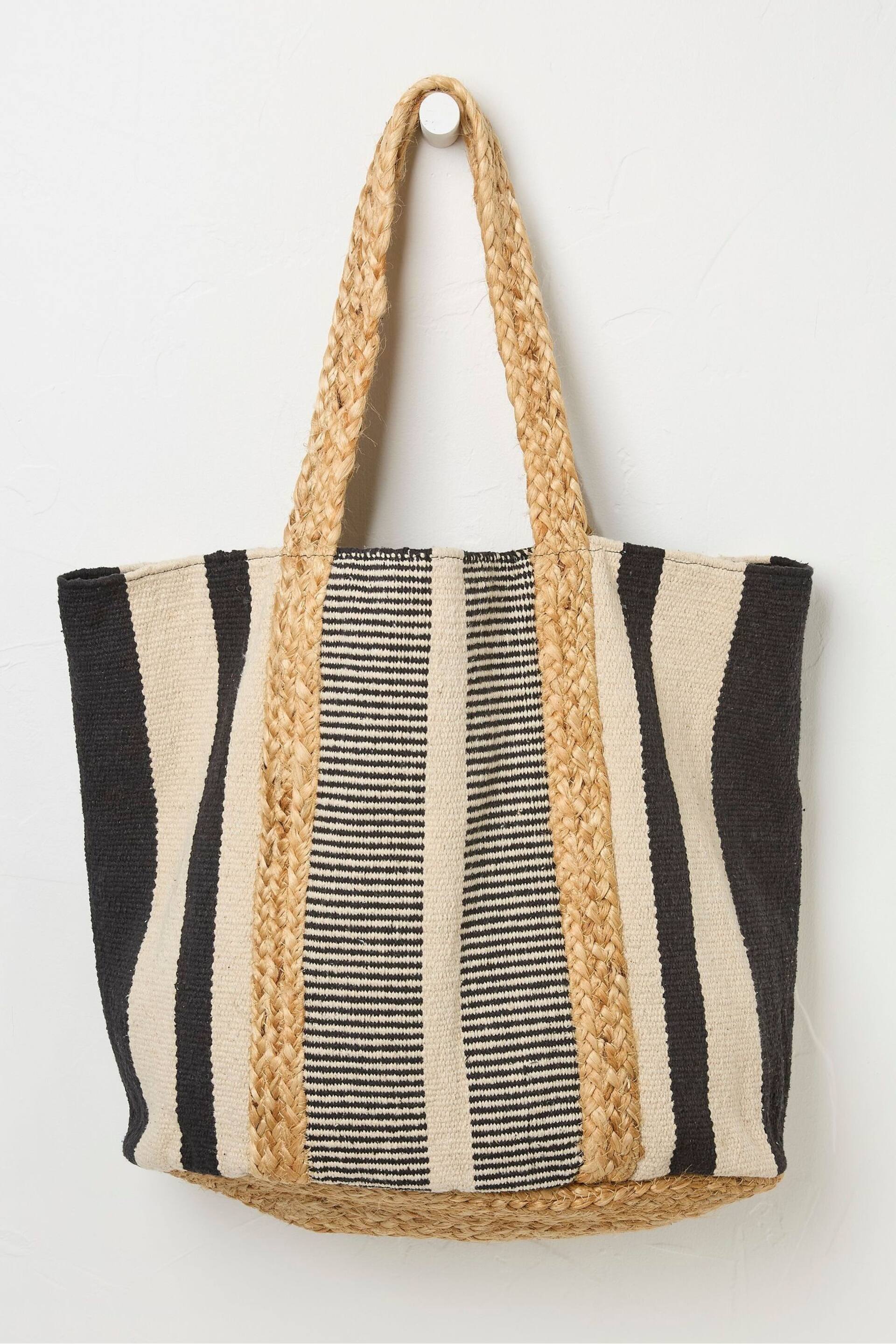 FatFace Natural Naomi Stripe Woven Beach Bag - Image 1 of 3
