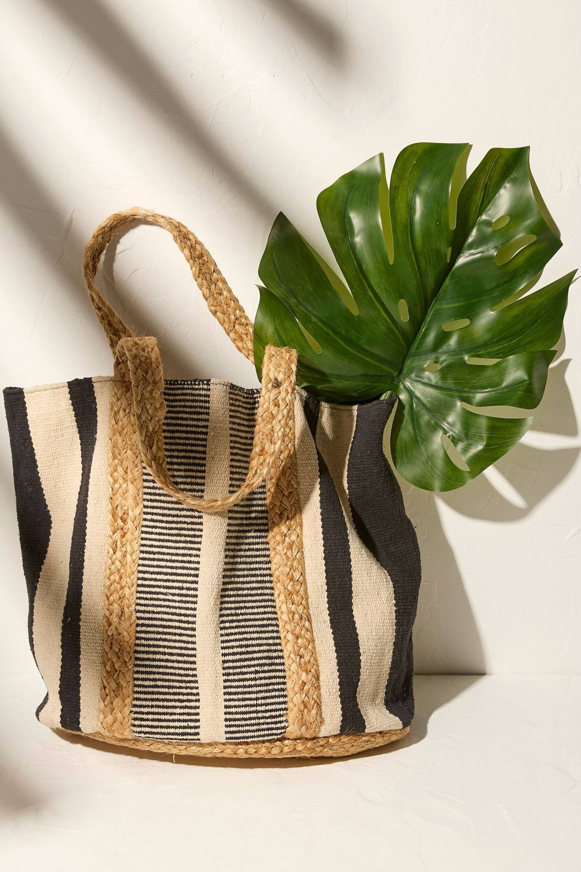 FatFace Natural Naomi Stripe Woven Beach Bag - Image 2 of 3