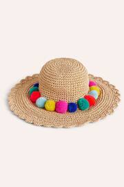 Boden Natural cream Multi Pom Straw Hat - Image 1 of 2