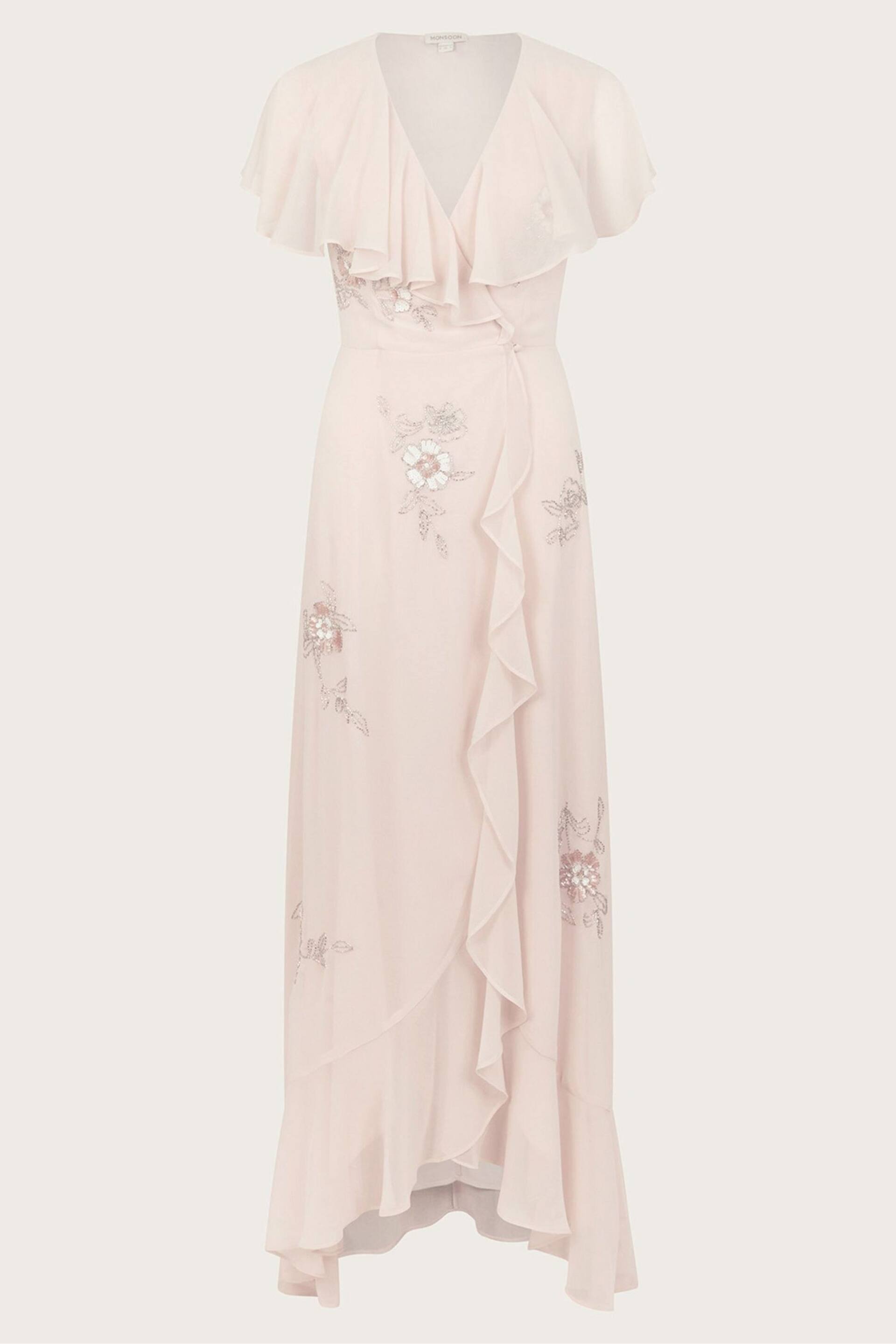 Monsoon Pink Ausha Embellished Wrap Dress - Image 5 of 5