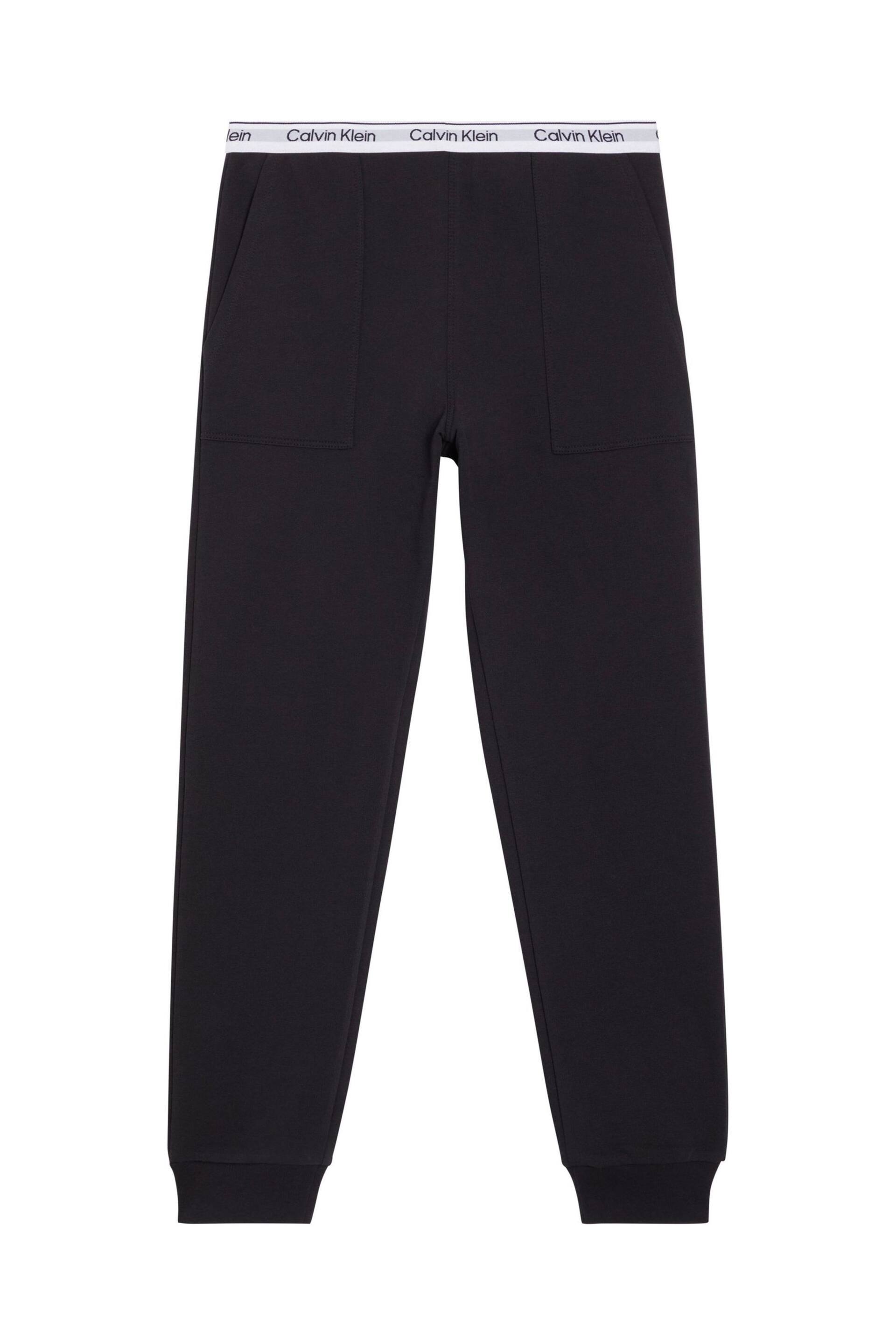 Calvin Klein Black Logo Cuffed Joggers - Image 1 of 2